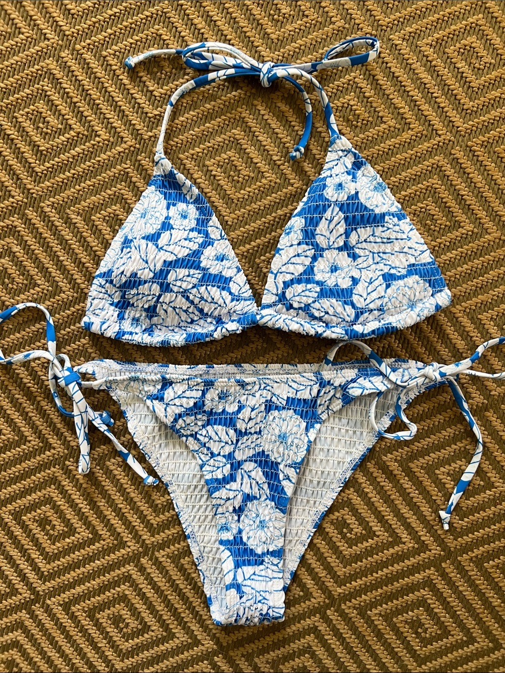 Hawaiian Floral Crinkle Bikini Set